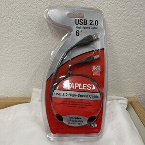 USB 2.0 High Speed Cable Cord 6' Staples NEW AND UNOPENED Package SEALED F3U133